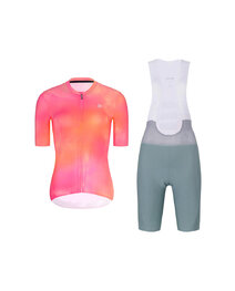 RIVANELLE Tricoul și pantaloni scurți de ciclism - COSMA - verde/portocaliu/roz